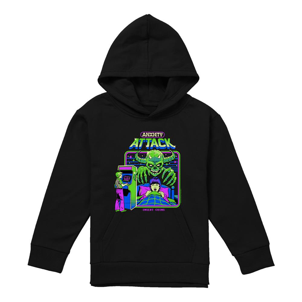 Black - Front - Steven Rhodes Childrens-Kids Anxiety Attack Hoodie