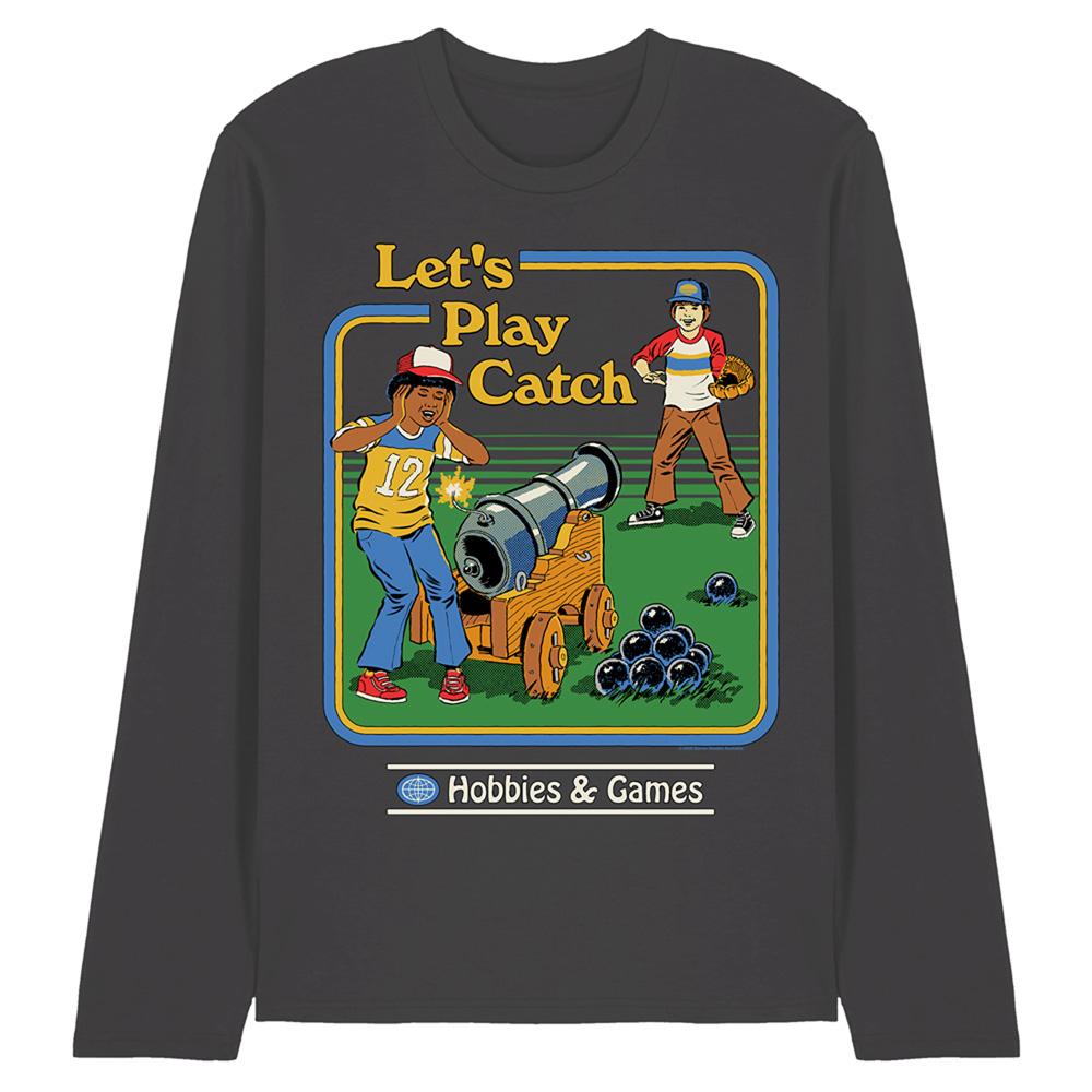 Black - Front - Steven Rhodes Unisex Adult Let´s Play Catch Long-Sleeved T-Shirt