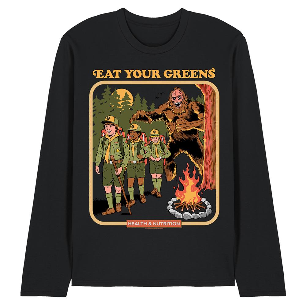 Black - Front - Steven Rhodes Unisex Adult Eat Your Greens Long-Sleeved T-Shirt