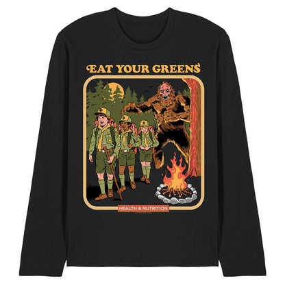 Black - Front - Steven Rhodes Unisex Adult Eat Your Greens Long-Sleeved T-Shirt