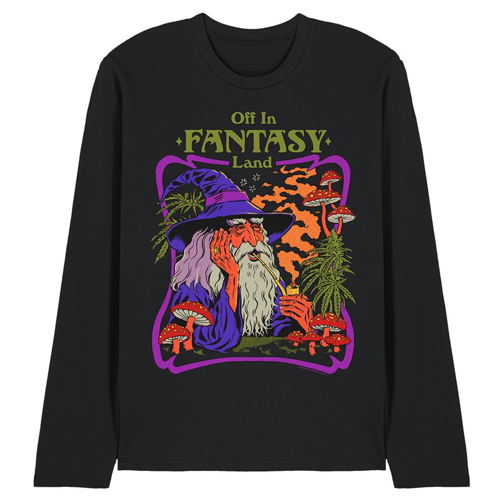 Black - Front - Steven Rhodes Unisex Adult Off In Fantasy Land Long-Sleeved T-Shirt