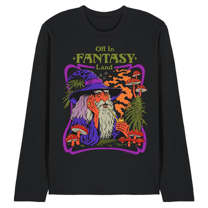 Black - Front - Steven Rhodes Unisex Adult Off In Fantasy Land Long-Sleeved T-Shirt