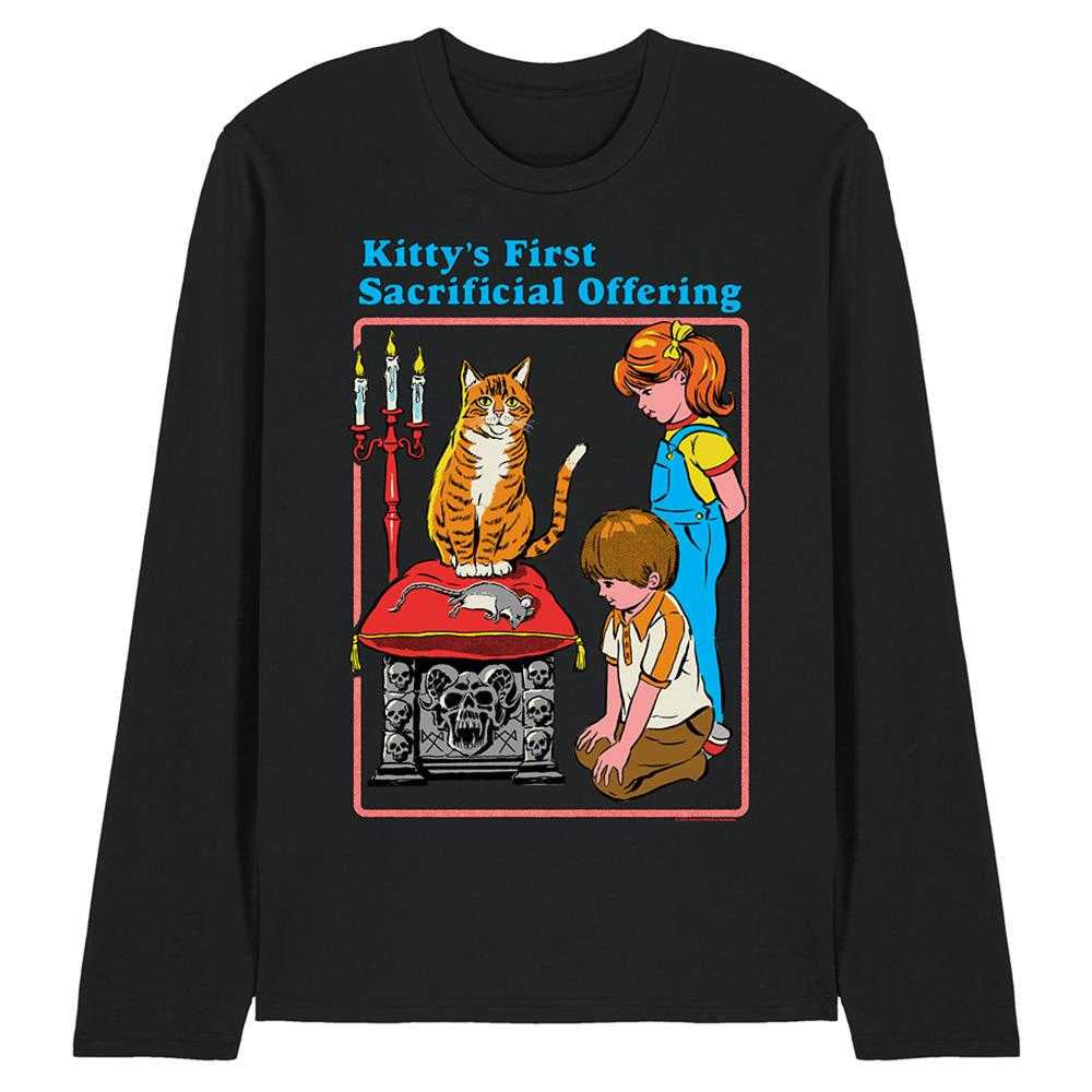 Black - Front - Steven Rhodes Unisex Adult Kitty´s First Sacrificial Offering Long-Sleeved T-Shirt
