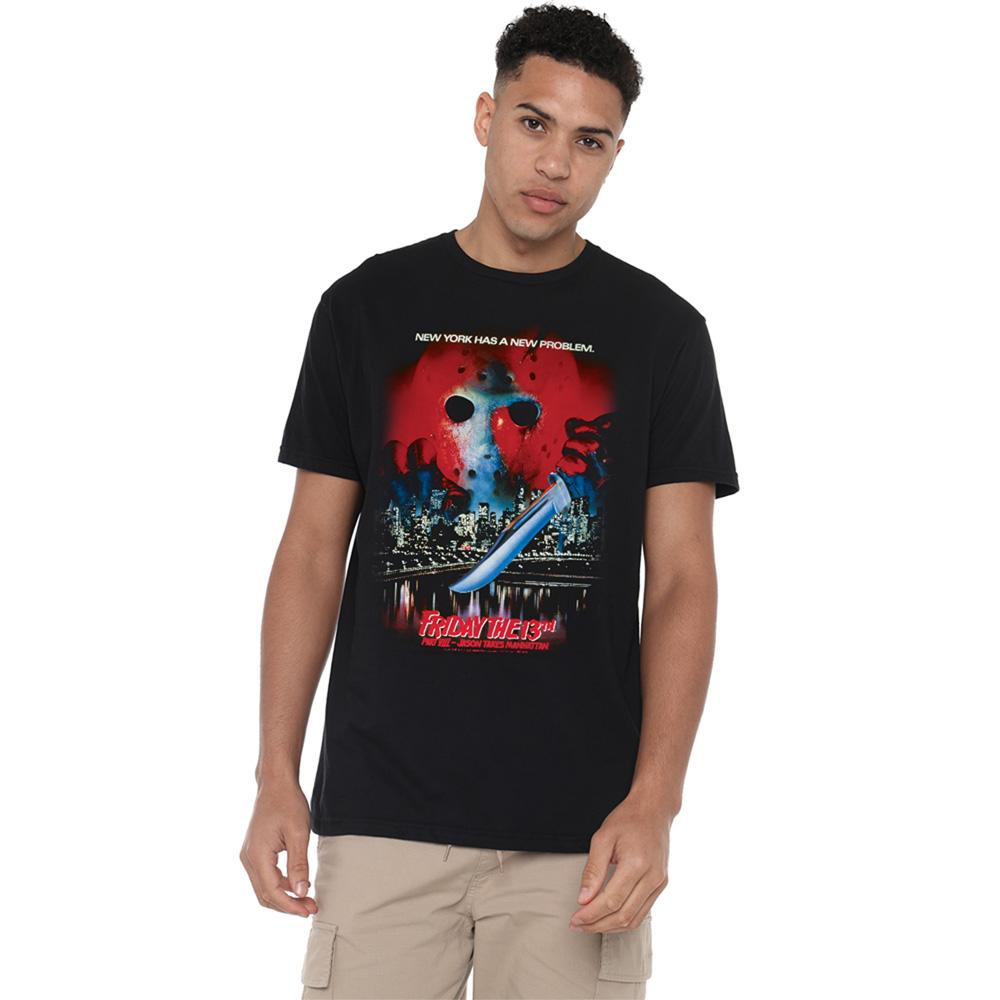 Black - Back - Friday the 13th Part VIII: Jason Takes Manhattan Unisex Adult Vintage Poster T-Shirt