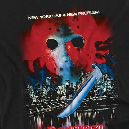 Black - Side - Friday the 13th Part VIII: Jason Takes Manhattan Unisex Adult Vintage Poster T-Shirt