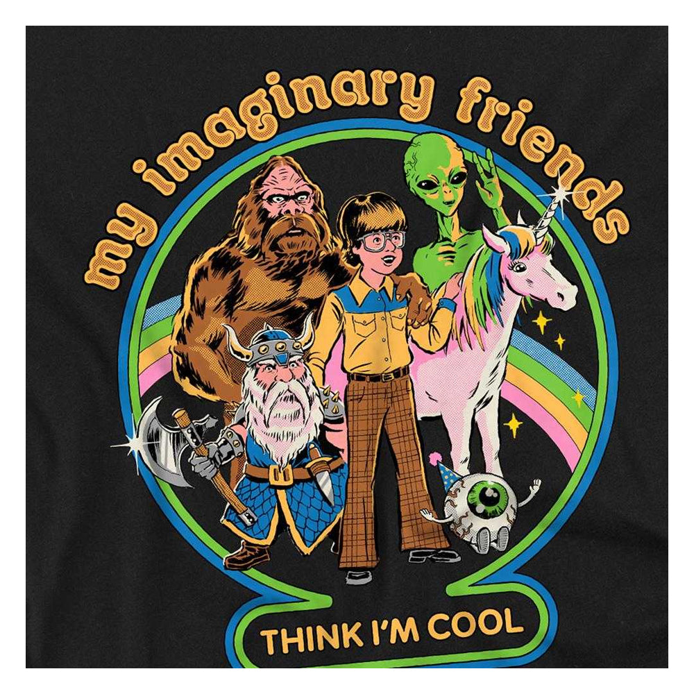 Black - Side - Steven Rhodes Unisex Adult My Imaginary Friends Long-Sleeved T-Shirt