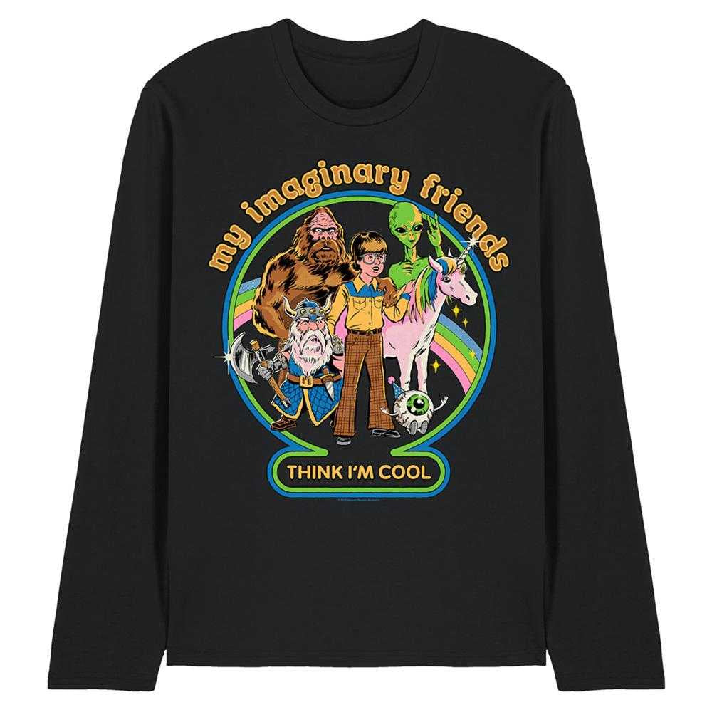 Black - Front - Steven Rhodes Unisex Adult My Imaginary Friends Long-Sleeved T-Shirt