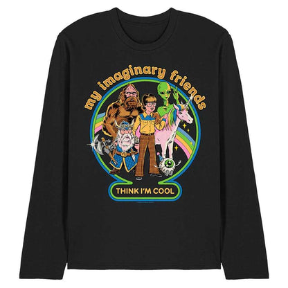 Black - Front - Steven Rhodes Unisex Adult My Imaginary Friends Long-Sleeved T-Shirt