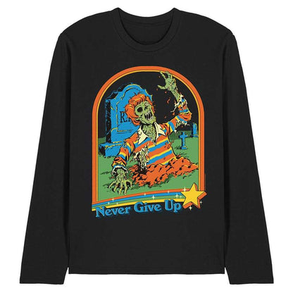 Black - Front - Steven Rhodes Unisex Adult Never Give Up Long-Sleeved T-Shirt