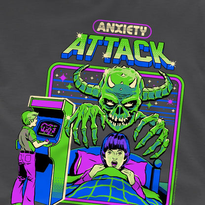 Black - Side - Steven Rhodes Childrens-Kids Anxiety Attack T-Shirt