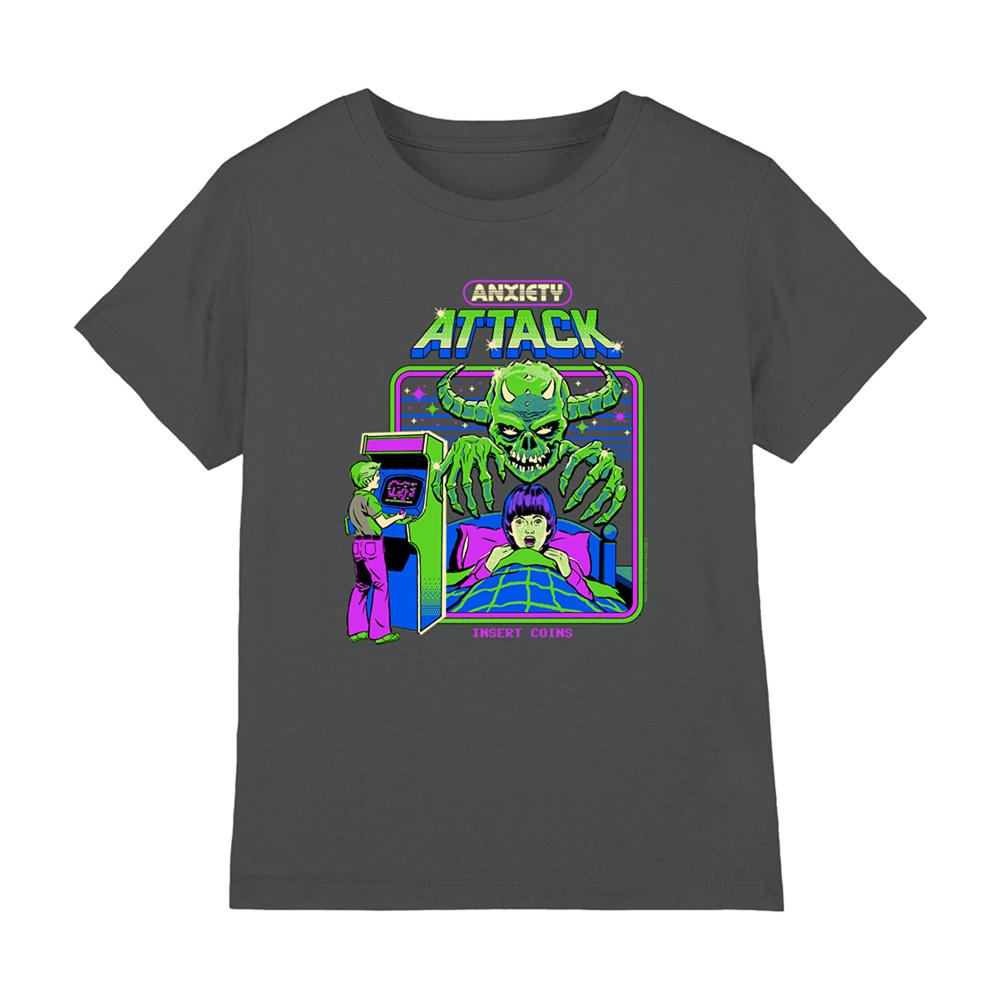 Charcoal - Front - Steven Rhodes Childrens-Kids Anxiety Attack T-Shirt