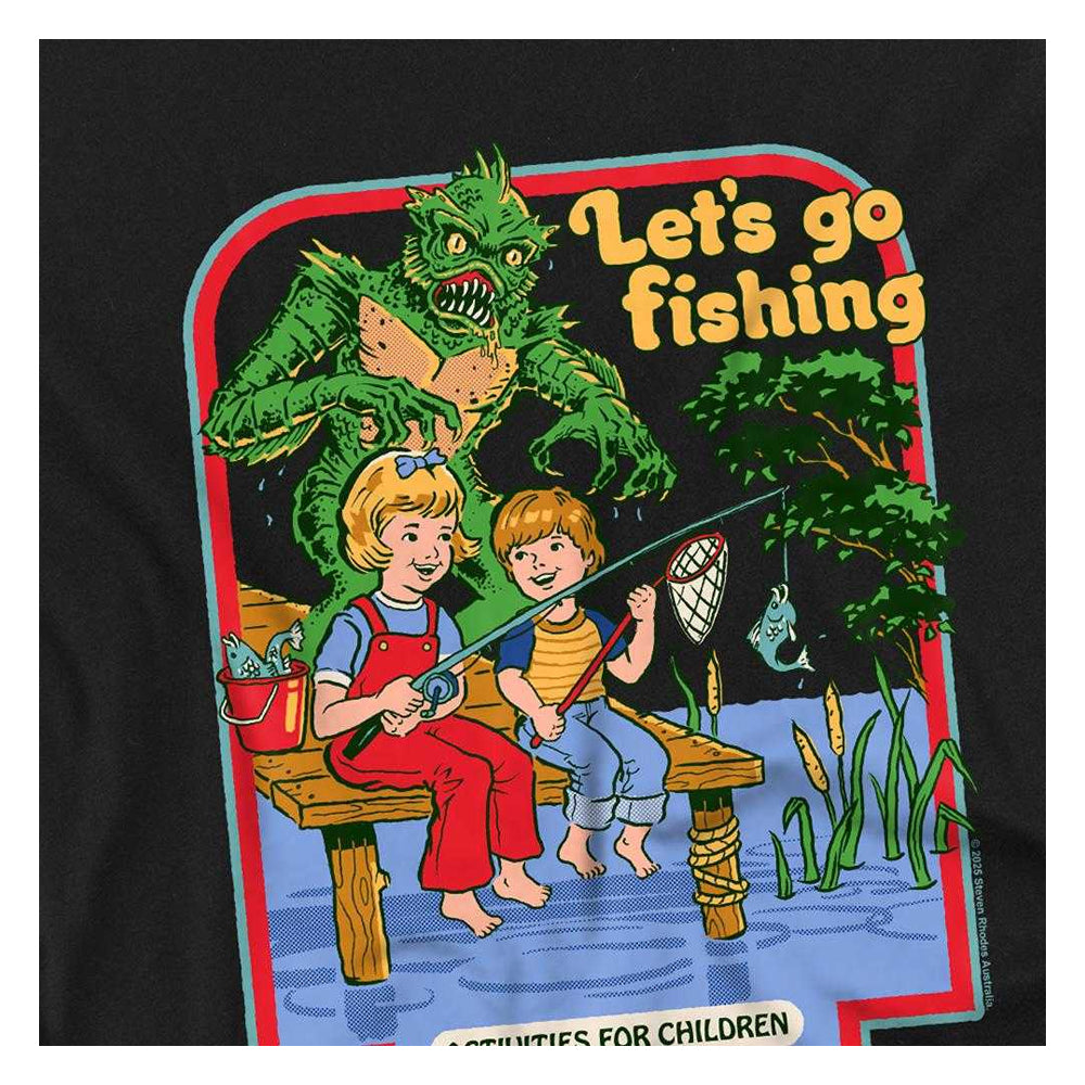 Black - Side - Steven Rhodes Childrens-Kids Let´s Go Fishing T-Shirt