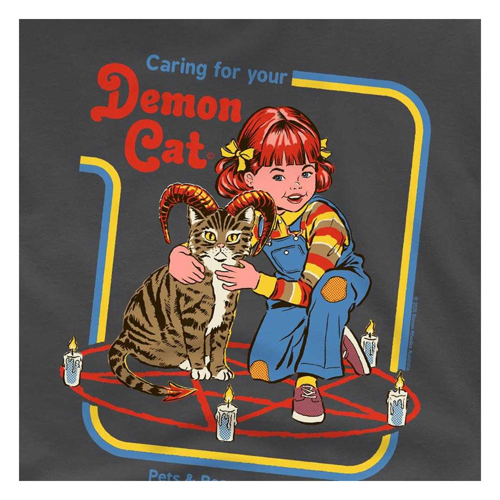 Charcoal - Side - Steven Rhodes Childrens-Kids Caring For Your Demon Cat T-Shirt