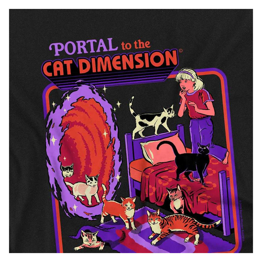 Black - Side - Steven Rhodes Childrens-Kids Portal To The Cat Dimension T-Shirt