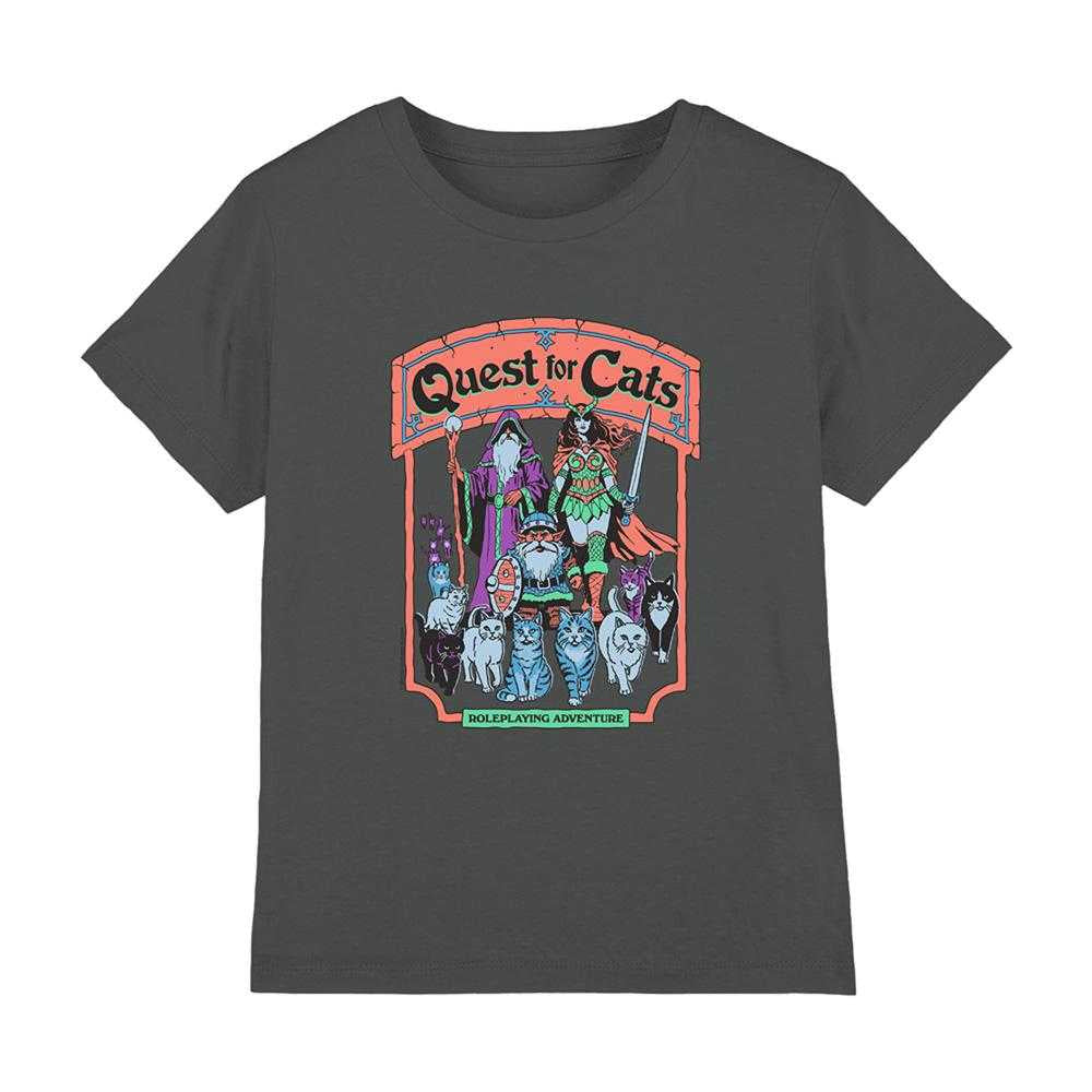 Charcoal - Front - Steven Rhodes Childrens-Kids Quest For Cats T-Shirt