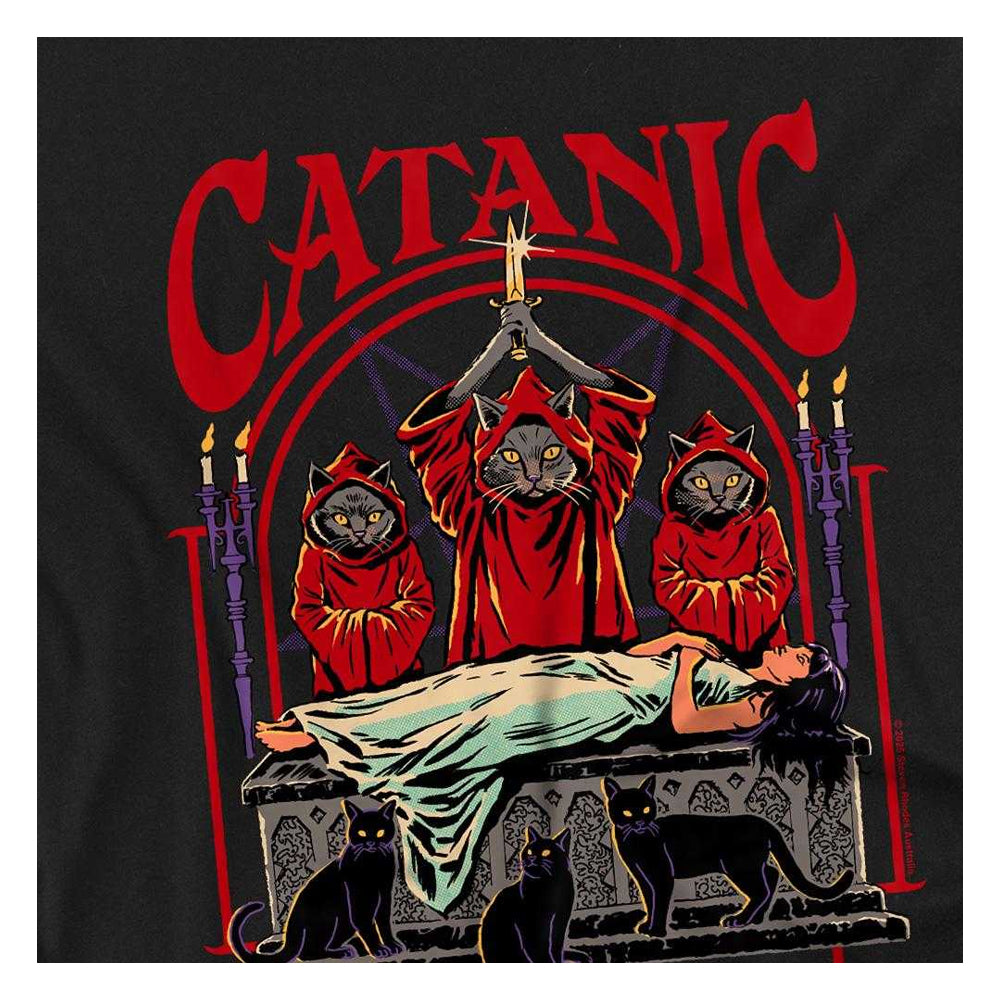 Black - Side - Steven Rhodes Childrens-Kids Catanic Panic T-Shirt