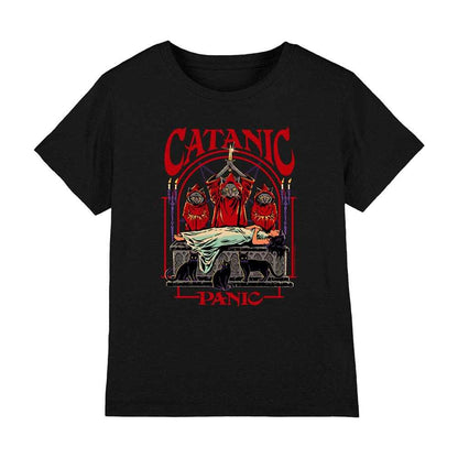 Black - Front - Steven Rhodes Childrens-Kids Catanic Panic T-Shirt