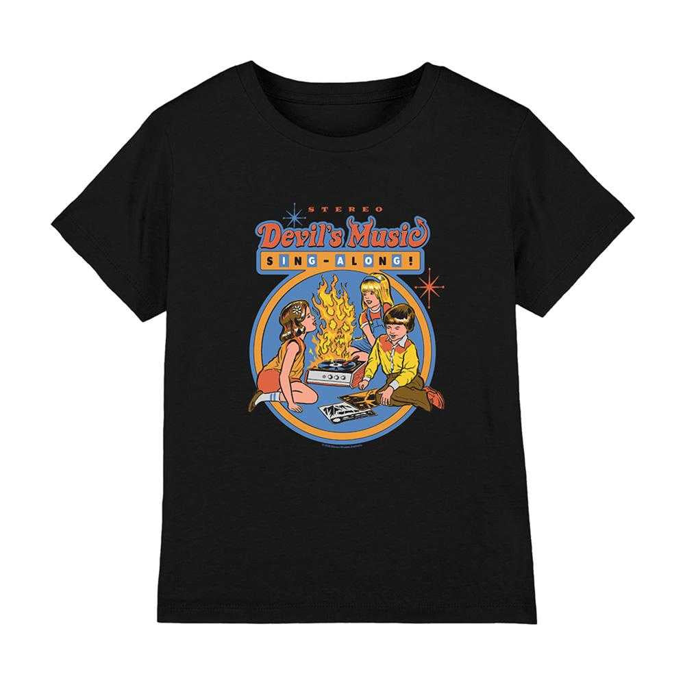 Black - Front - Steven Rhodes Childrens-Kids Devils Music Singalong T-Shirt