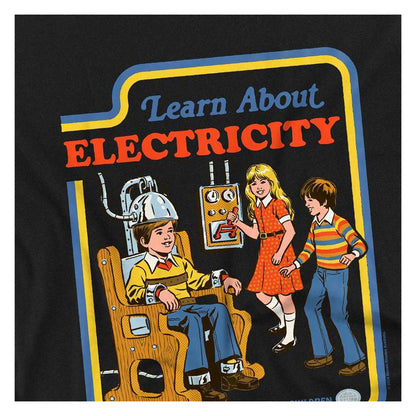 Black - Side - Steven Rhodes Childrens-Kids Learn About Electricity T-Shirt