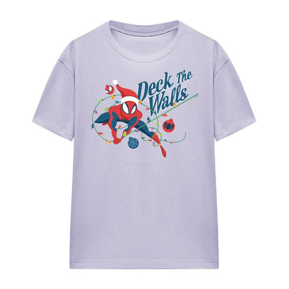 Lavender - Side - Spider-Man Womens-Ladies Deck The Walls T-Shirt