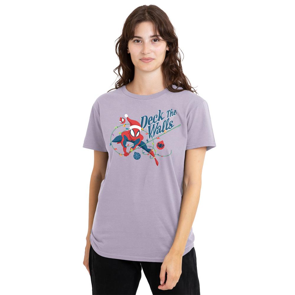 Lavender - Front - Spider-Man Womens-Ladies Deck The Walls T-Shirt