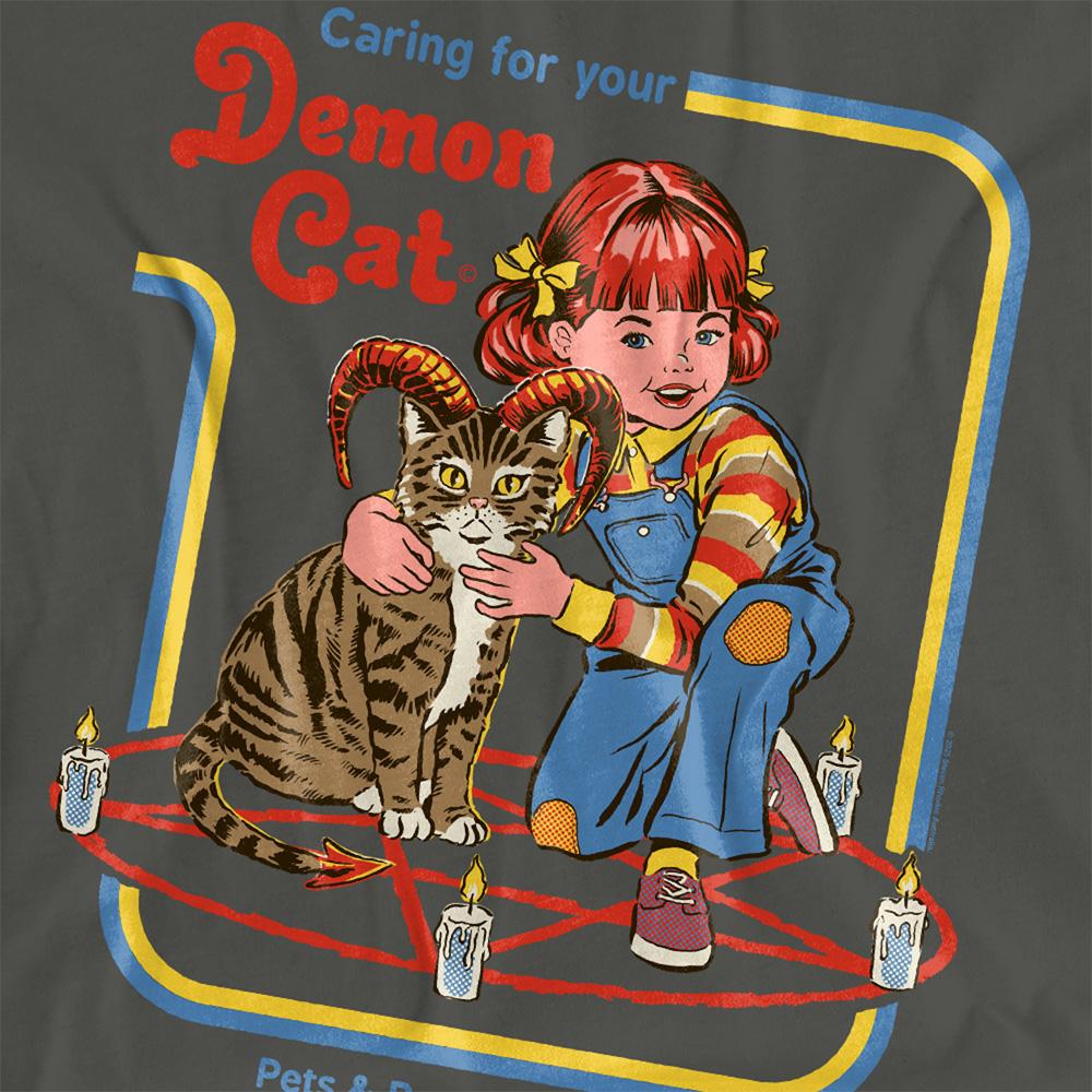 Charcoal - Side - Steven Rhodes Unisex Adult Caring For Your Demon Cat T-Shirt