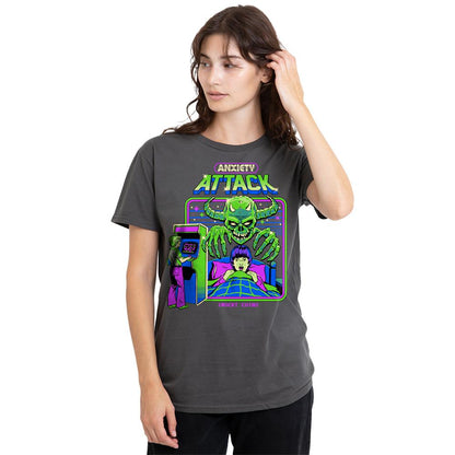 Black - Back - Steven Rhodes Womens-Ladies Anxiety Attack T-Shirt