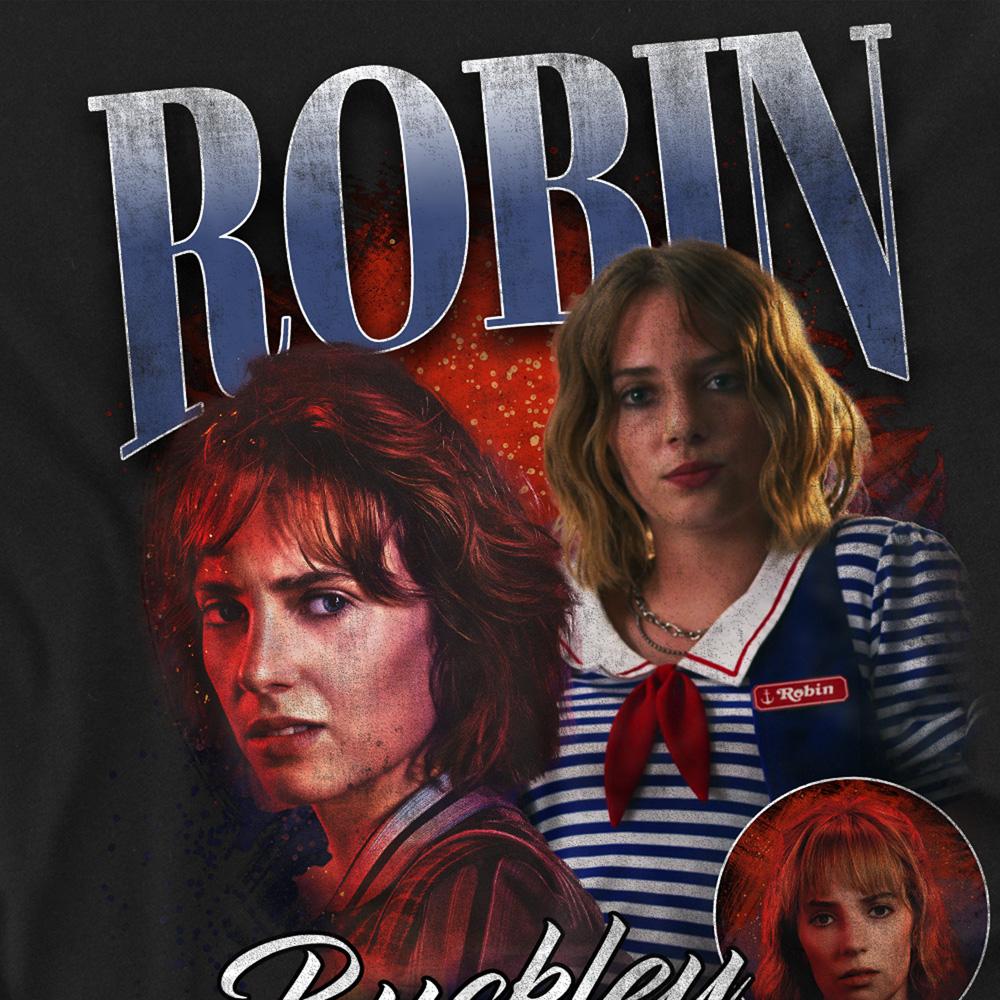 Black - Back - Stranger Things Unisex Adult Robin Buckley Homage Long-Sleeved T-Shirt
