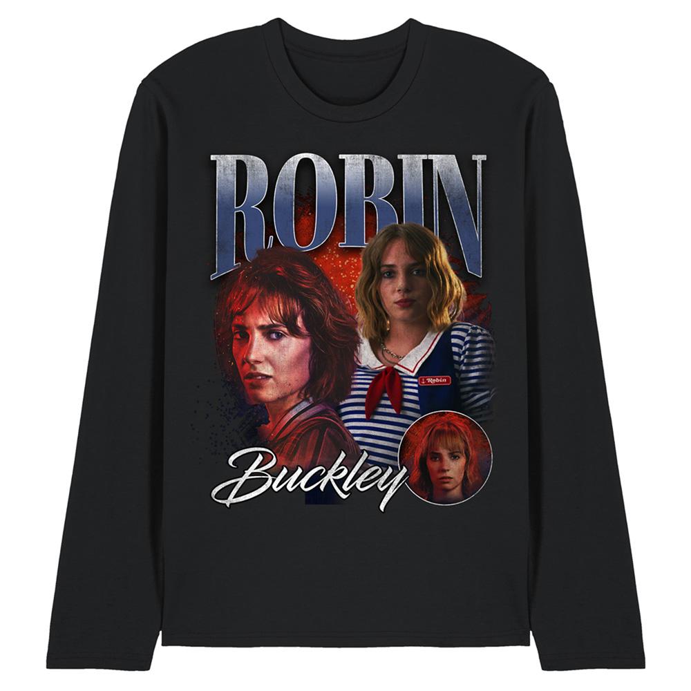 Black - Front - Stranger Things Unisex Adult Robin Buckley Homage Long-Sleeved T-Shirt