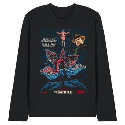Black - Front - Stranger Things Unisex Adult Butcher Billy Season 1 Chapter 8 Homage Long-Sleeved T-Shirt