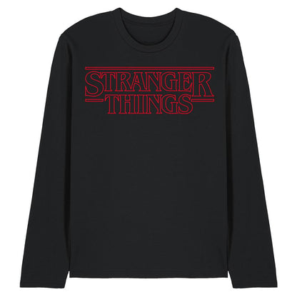 Black - Front - Stranger Things Unisex Adult Logo Outline Long-Sleeved T-Shirt