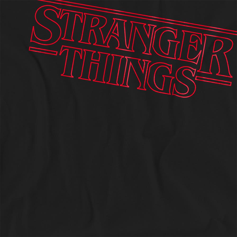 Black - Side - Stranger Things Womens-Ladies Logo Outline T-Shirt