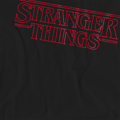 Black - Side - Stranger Things Womens-Ladies Logo Outline T-Shirt