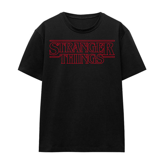 Black - Front - Stranger Things Womens-Ladies Logo Outline T-Shirt