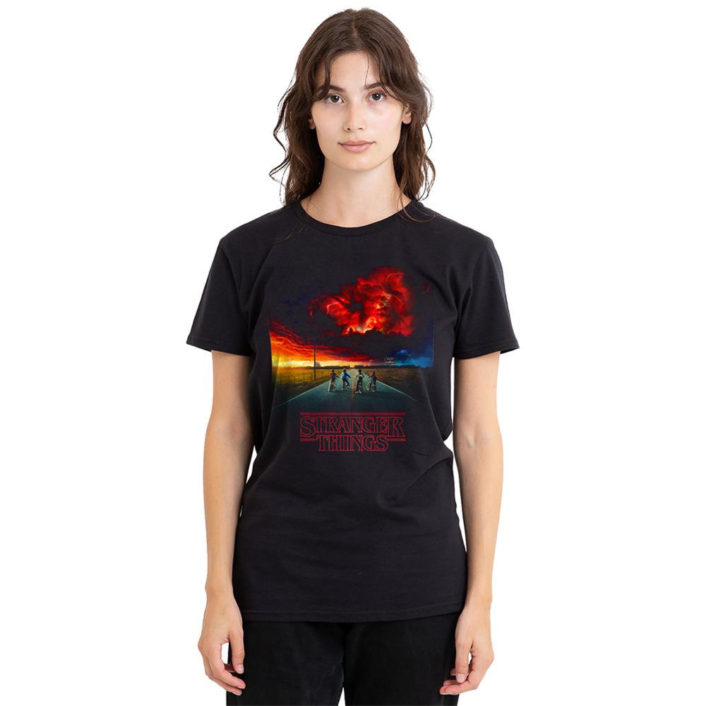 Black - Back - Stranger Things 2 Womens-Ladies Mindflayer Poster T-Shirt