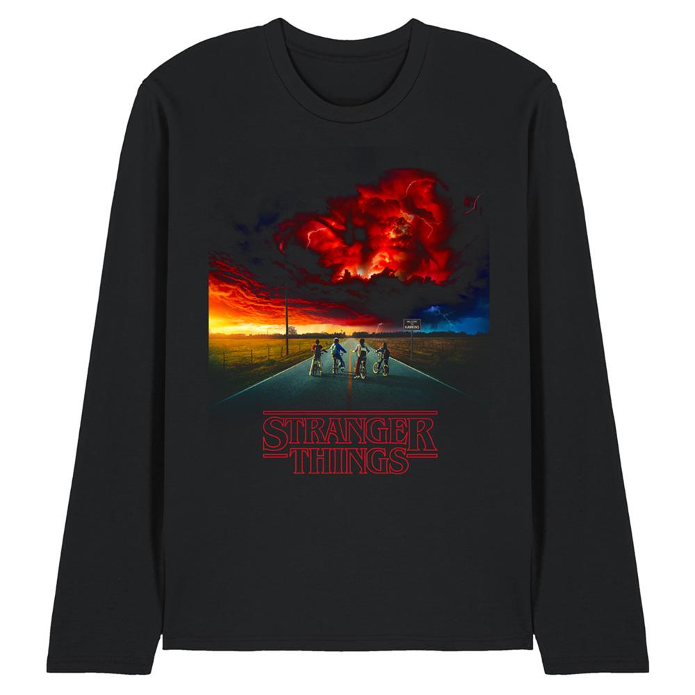 Black - Front - Stranger Things Unisex Adult Poster Mindflayer Long-Sleeved T-Shirt