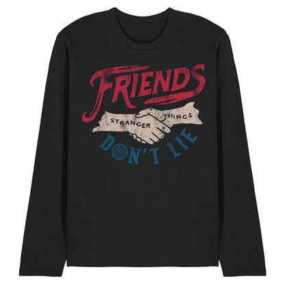 Black - Front - Stranger Things Unisex Adult Friends Don´t Lie Long-Sleeved T-Shirt
