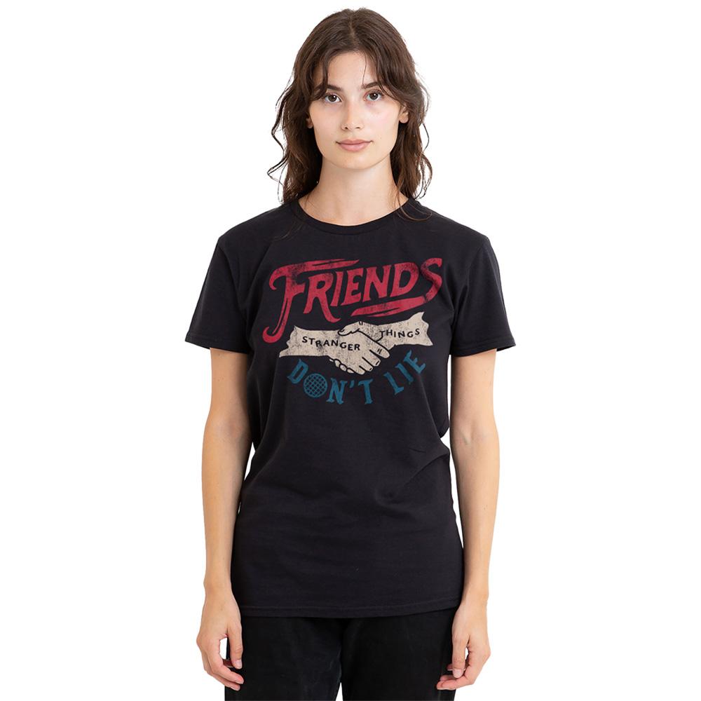 Black - Back - Stranger Things Womens-Ladies Friends Don´t Lie T-Shirt