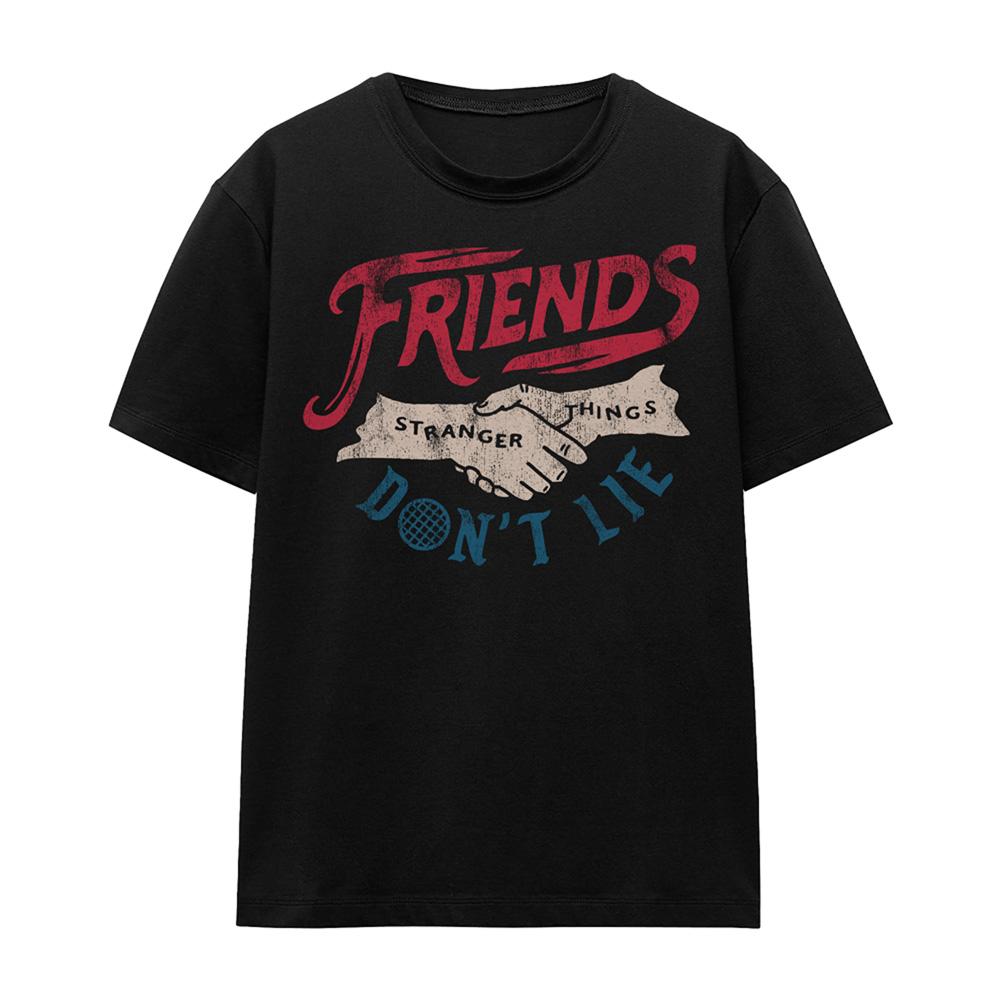 Black - Front - Stranger Things Womens-Ladies Friends Don´t Lie T-Shirt