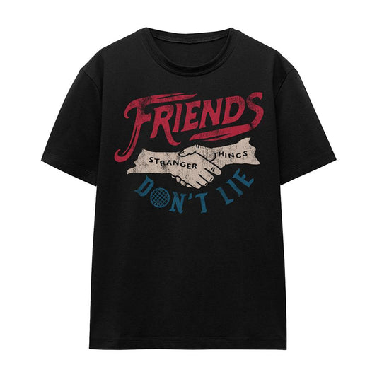 Black - Front - Stranger Things Womens-Ladies Friends Don´t Lie T-Shirt