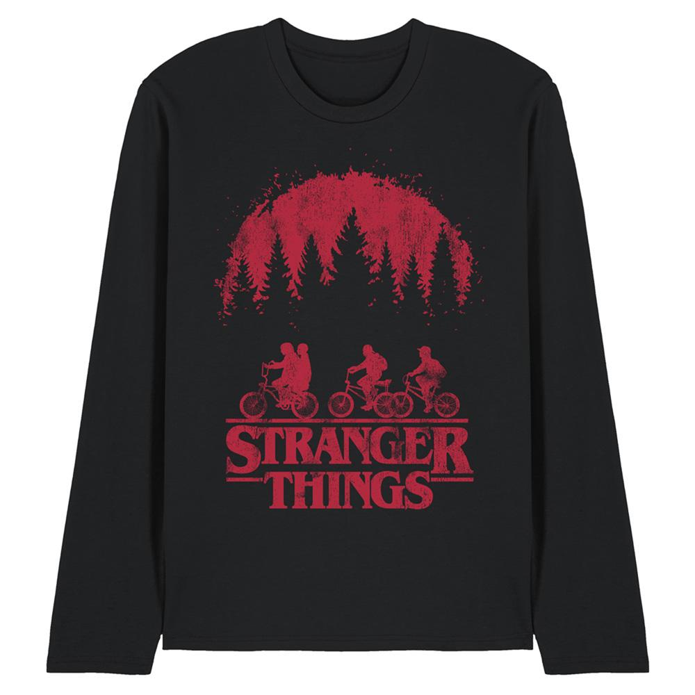 Black - Front - Stranger Things Unisex Adult Bike Long-Sleeved T-Shirt