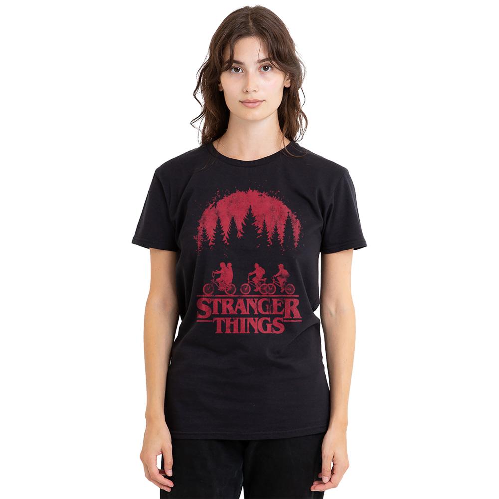 Black - Back - Stranger Things Womens-Ladies Bike T-Shirt