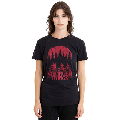 Black - Back - Stranger Things Womens-Ladies Bike T-Shirt