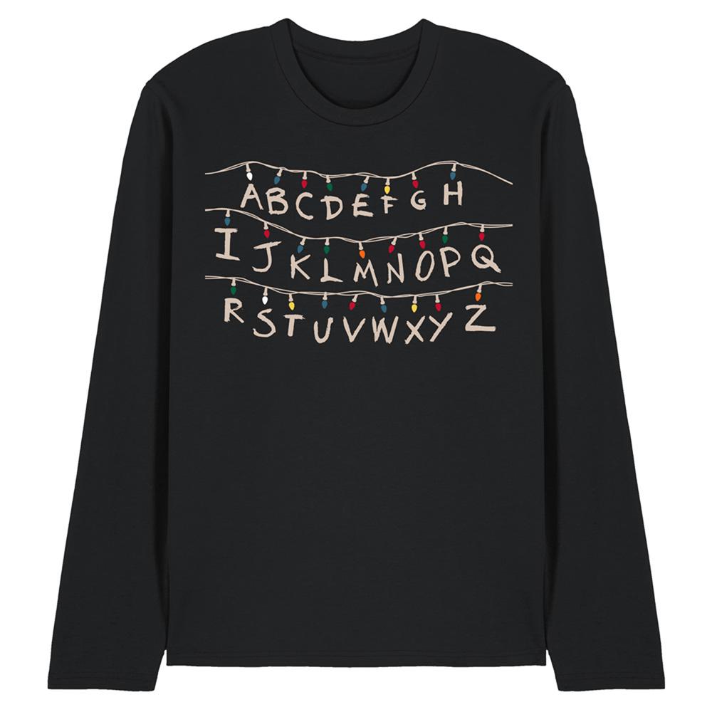 Black - Front - Stranger Things Unisex Adult Lights Long-Sleeved T-Shirt