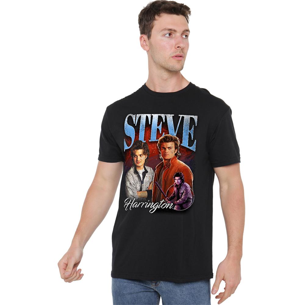 Black - Back - Stranger Things Unisex Adult Steve Harrington Homage T-Shirt
