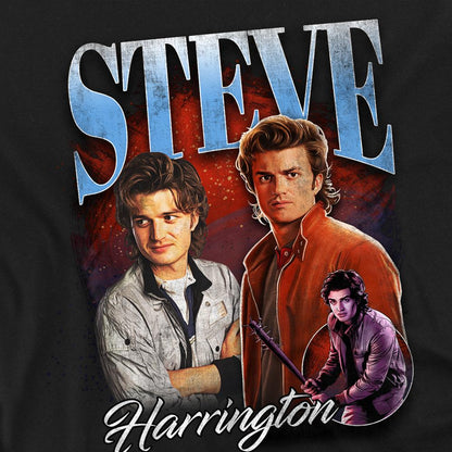 Black - Side - Stranger Things Unisex Adult Steve Harrington Homage T-Shirt