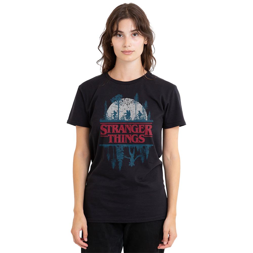 Black - Back - Stranger Things Womens-Ladies Silhouette T-Shirt