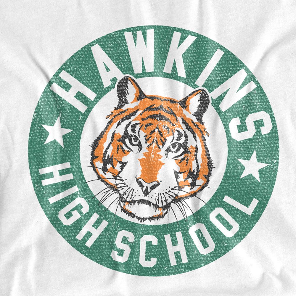 White - Back - Stranger Things Unisex Adult Hawkins High Badge Long-Sleeved T-Shirt