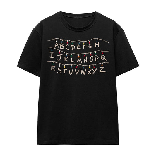 Black - Front - Stranger Things Womens-Ladies Lights T-Shirt