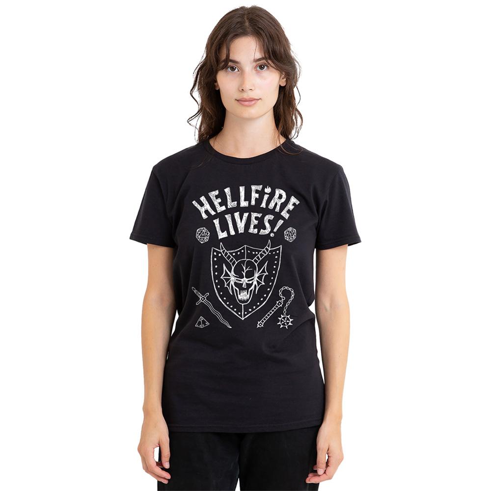 Black - Back - Stranger Things Womens-Ladies Hellfire Graduation Invert T-Shirt